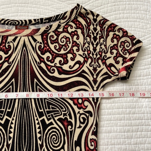 Jean Paul Gaultier 90s Vintage Tee Tattoo Skeleton T-shirt Back Slit 38 M fits S - Picture 13 of 17